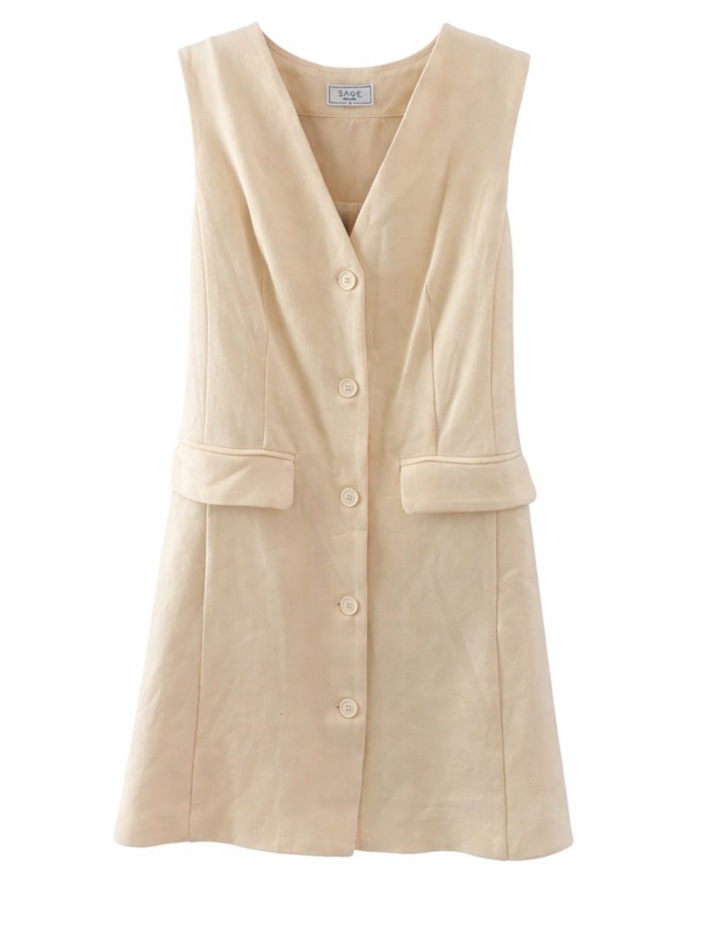 Sage The Label Button Suit Style Mini Dress, NWT